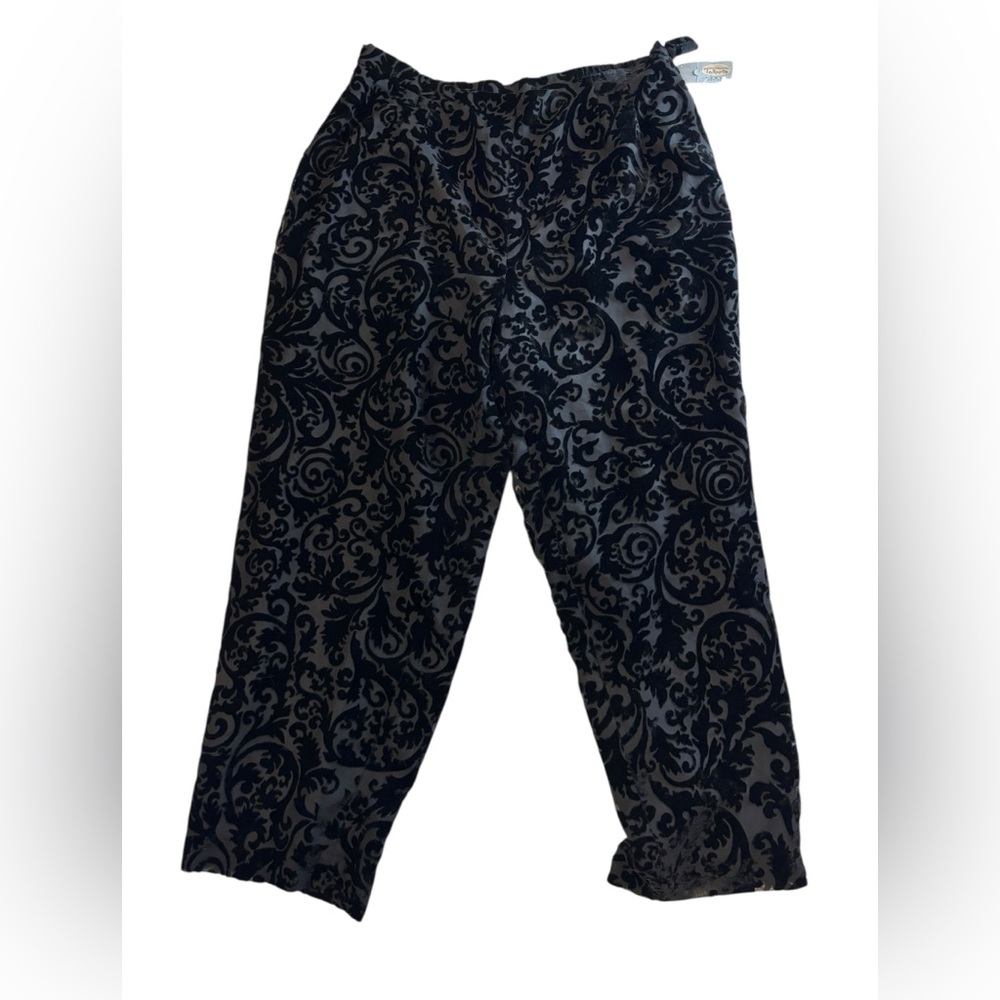 Talbots Women’s Elegant Black & Gray Paisley Patterned Dress Pants Size 16W